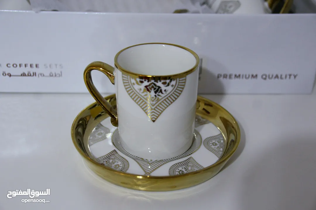 طقم فناجين قهوة ابيض مذهب فاخر Golden white coffee cups set