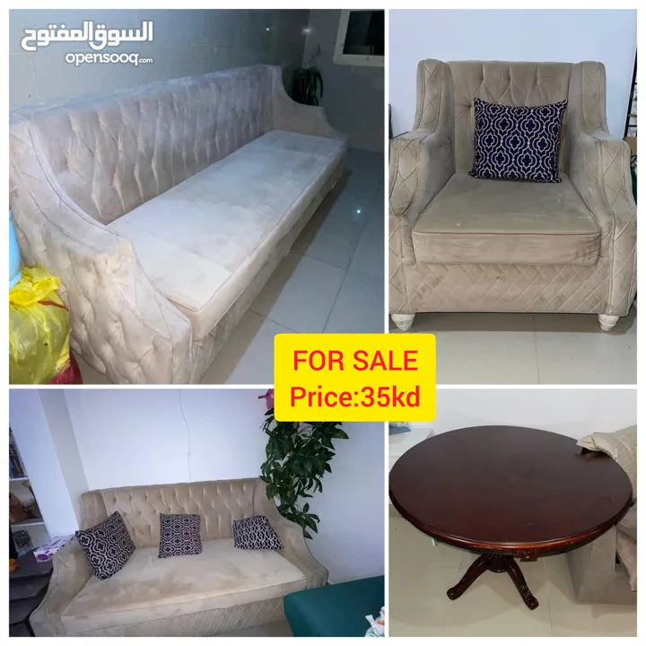 Sofa set and round table Good condition for 35 kd Pickup from mangaf