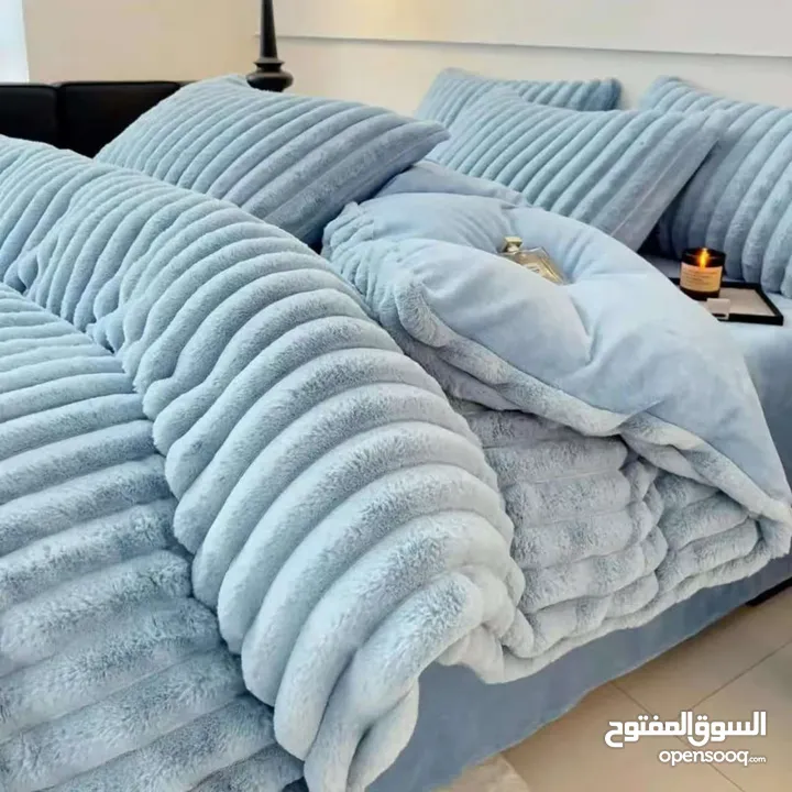 شرشف تخت مجوّز فرو – نعومة وفخامة بدفء ولا أروع! الشتاء عالابواب ولازمنا ألوان حلوة ودافئة