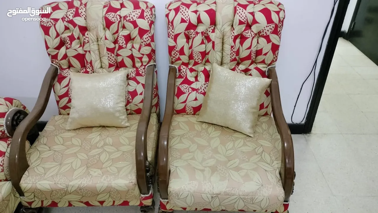 Hard wood sofa set 7 seated with central and side tables