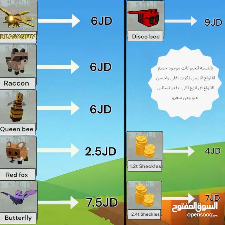 حيوانات وفلوس ماب المزرعه Grow a garden ب افضل الاسعار
