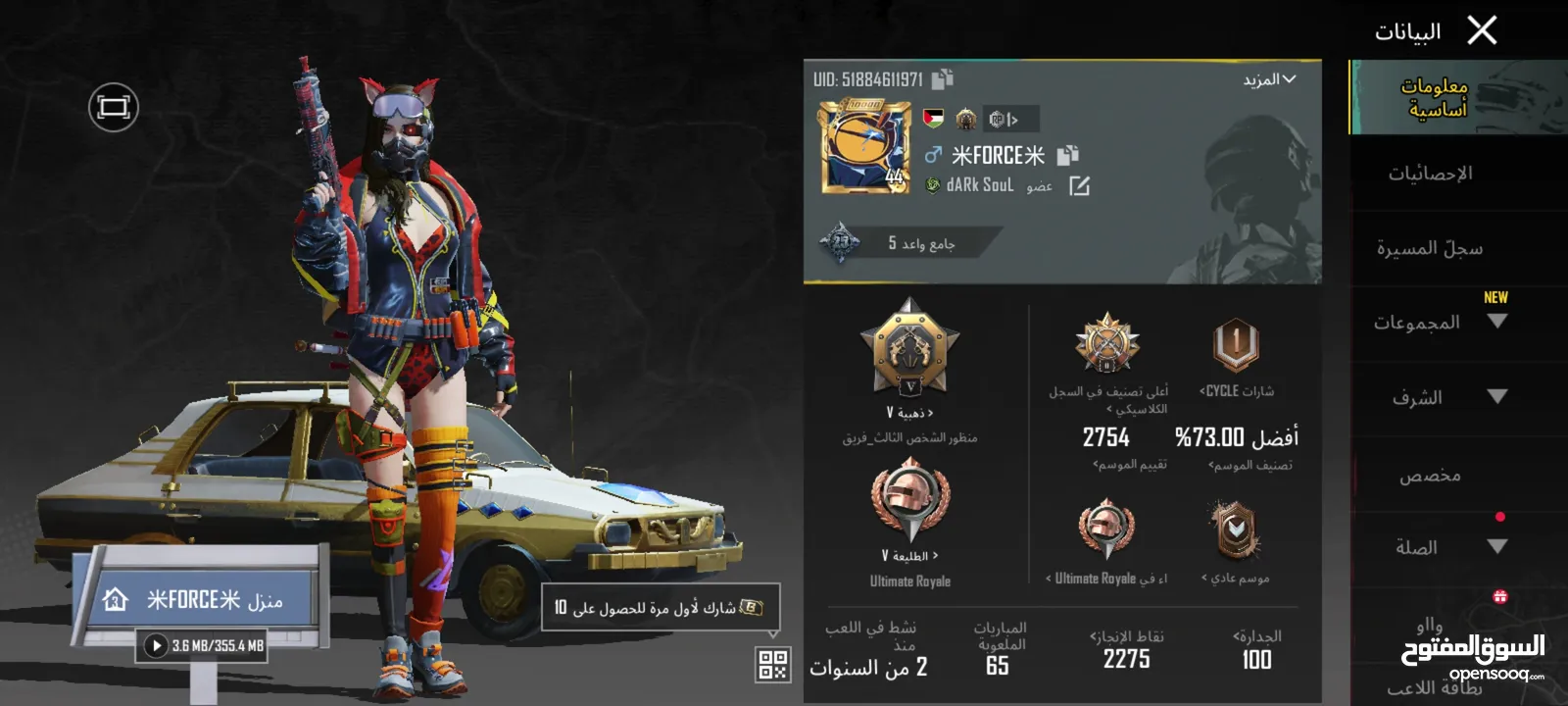 حساب ببجي للبيع مرتب