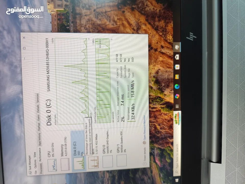 لابتوب اتش بي كور اي 7 مع كرت شاشة 6G RTX و رام 32G