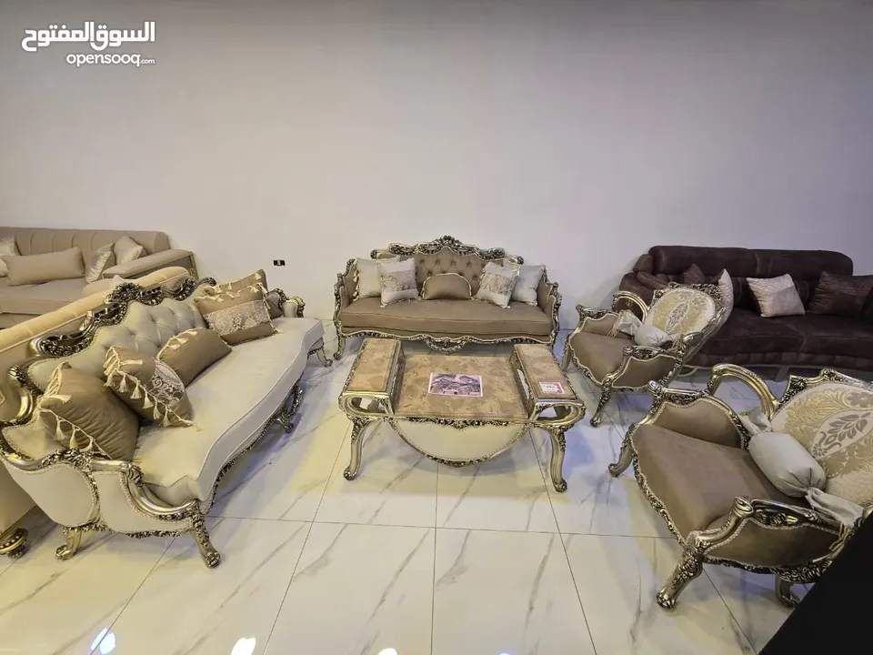 افخم وأروع الاطقم لنيو كلاسك اعلا تشطيب دهان بلويستر رخام اجنبي طاوله وسط هاند ميد