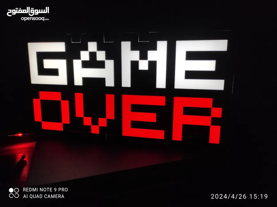 إكسسوار سيت أب Game over مضيء نظيف للبيع