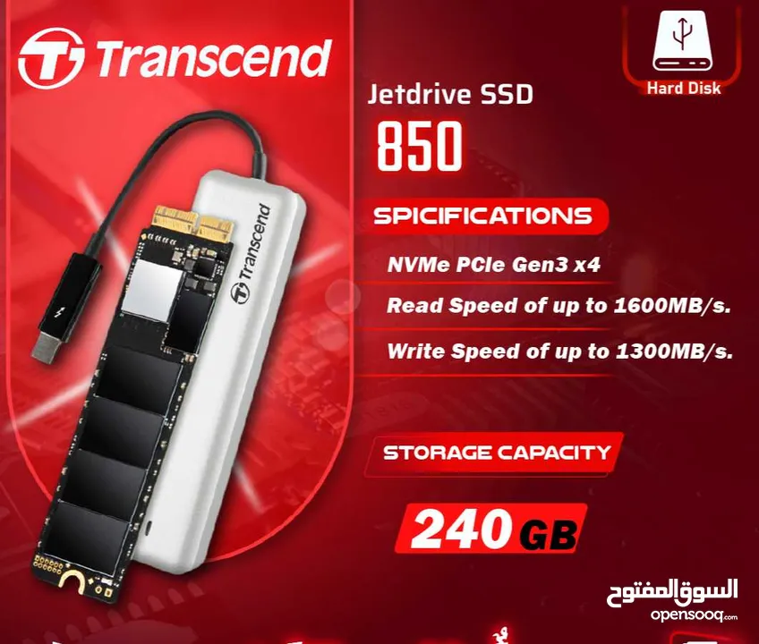 هارديسك داخلي خارجي مساحة 240 جيجا بايت ترانسيند Trancsend Jetdrive SSD Portable 240GB Mac