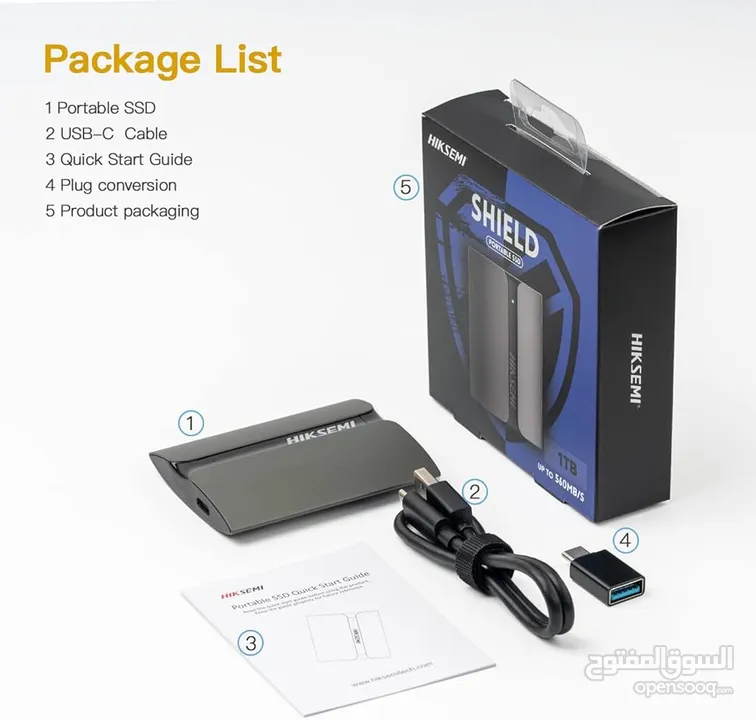 هارديسك خارجي تصميم ضد تلف البيانات من هيكسيمي Hiksemi Shield Portable SSD 320GB - 2TB USB3.2