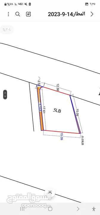 الارض للبيع.  خمس لبن ونص على شارعين شارع 12متر وشارع 4متر   الارض مخطط تخطيط   حكومي قريبه من الزفت