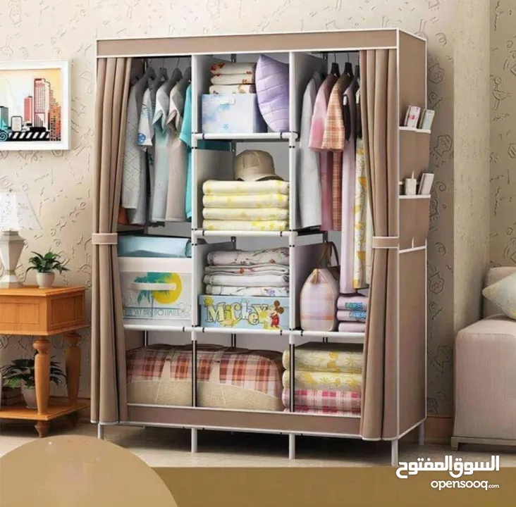 وفر فلوسك وشوف العروض عنا على خزانة ملابس هيكل معدني قماش سهل النقل و التركيب