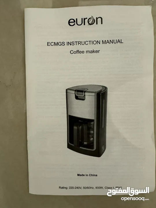 ‎ ماكينة صنع القهوة يورون 900 واط لون اسود Euron 900 Watts 3-1 Designer Coffee Maker, Black
