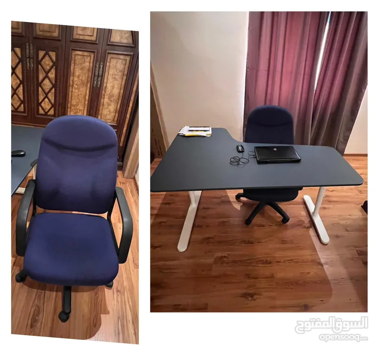 Desk and swivel chair (IKEA) - مكتب وكرسي دوار من ايكيا.