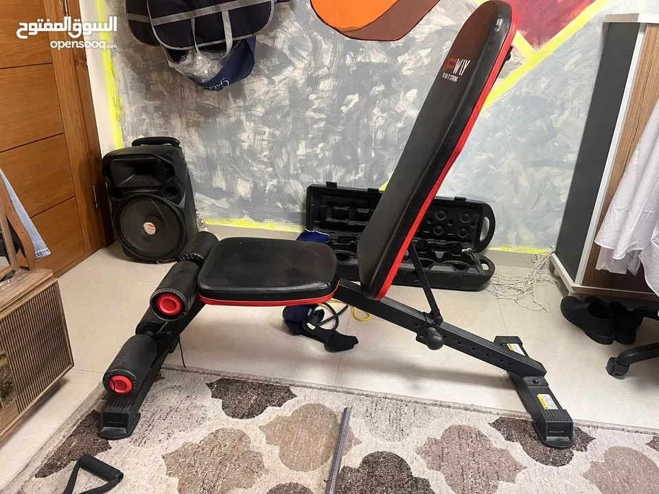 80 كيلو + بنش + بار+2دامبل + حبلين مقاومه