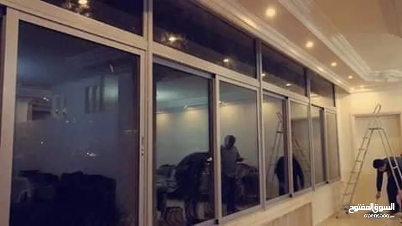 أعمال الألمنيوم شبابيك مقطع فلسطيني وخاص وكيرتن وال وفولدينج وسكوريت وسكاي لايت والكبوند والصيانة
