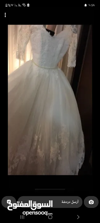 فستان زفاف لون ابيض بحالة ممتازة للبيع