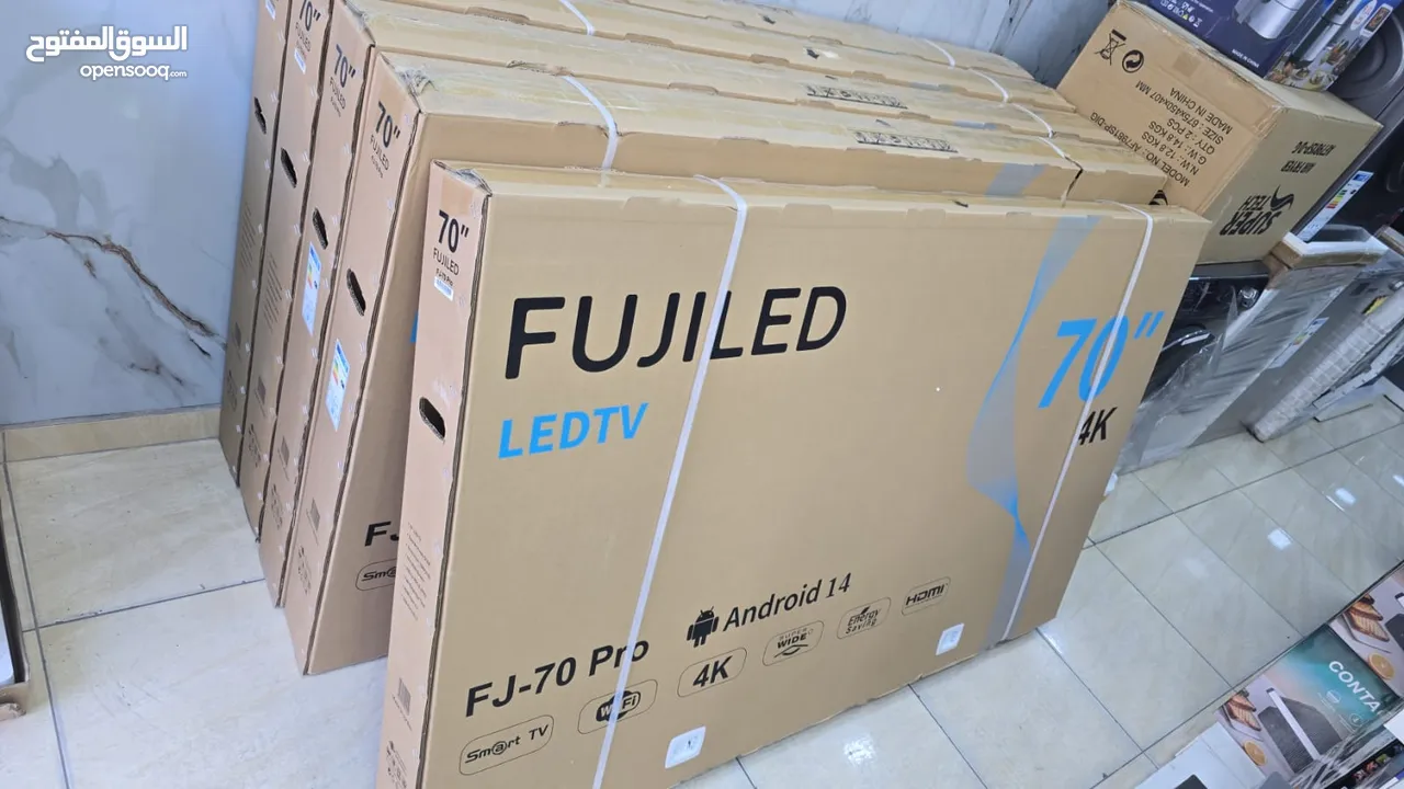 شاشه 70 انش فوجي 4k smart اندرويد 14 مع قاعده جداريه تتوفر لدينا خدمه التوصيل باقل سعر بالمملكه