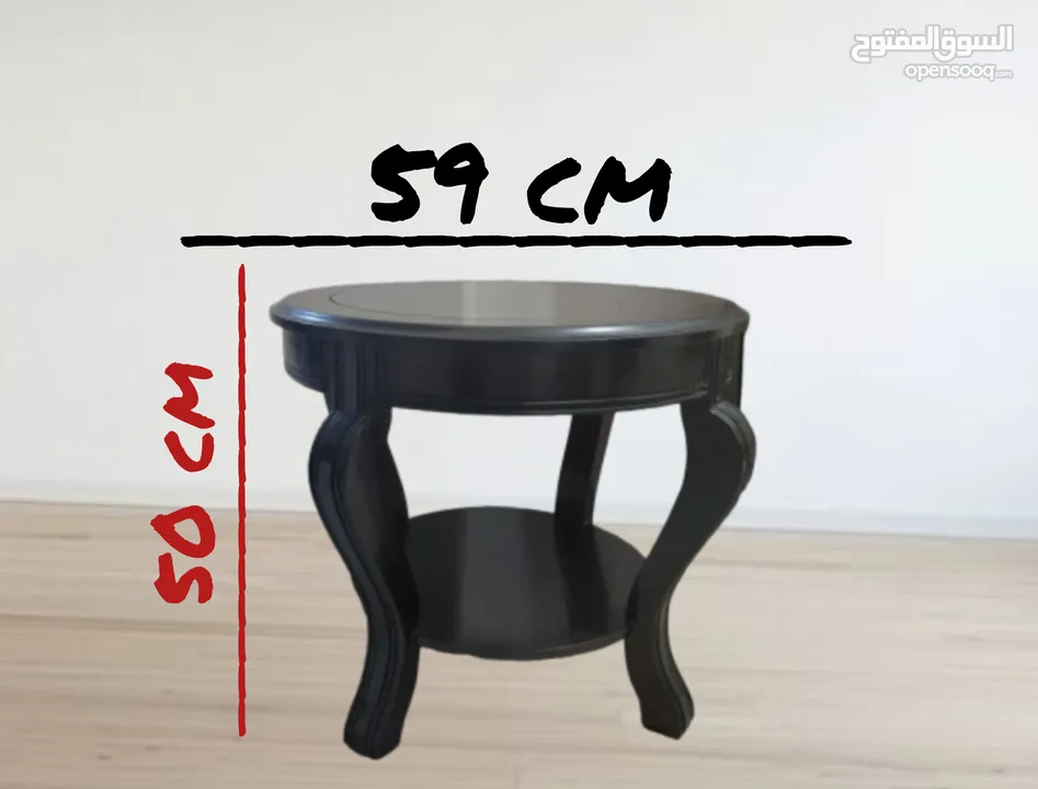 طاولتين خشب مع زجاج لون بني مستعمل 50×59