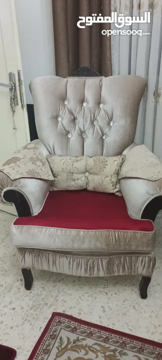 طقم كنب زان بالكامل داخلي خارجي قماش جاكار امريكي طقم استيراد كامل متحرك وجهين خمري و جاكار