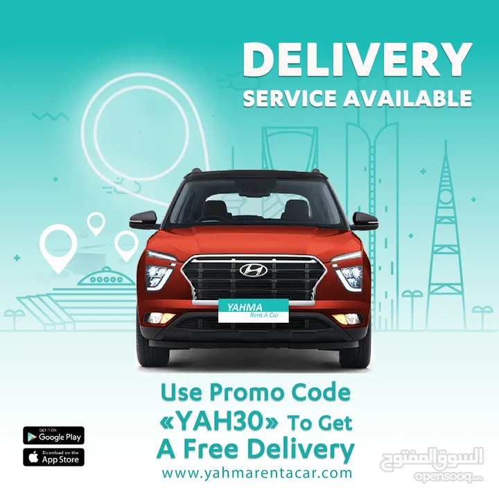 Hyundai Accent 2023 for rent in dammam - Free delivery for monthly rental