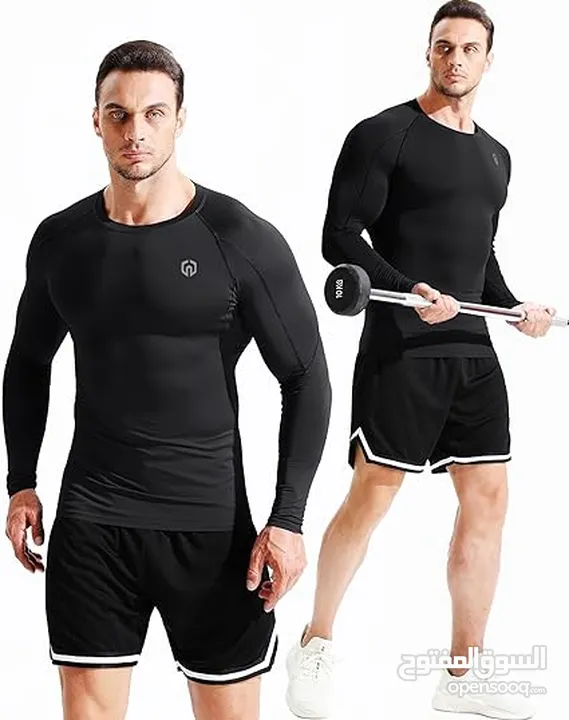 NELEUS Men's 3 Pack Dry Fit Long Sleeve Compression Shirts Workout Running Shirts
