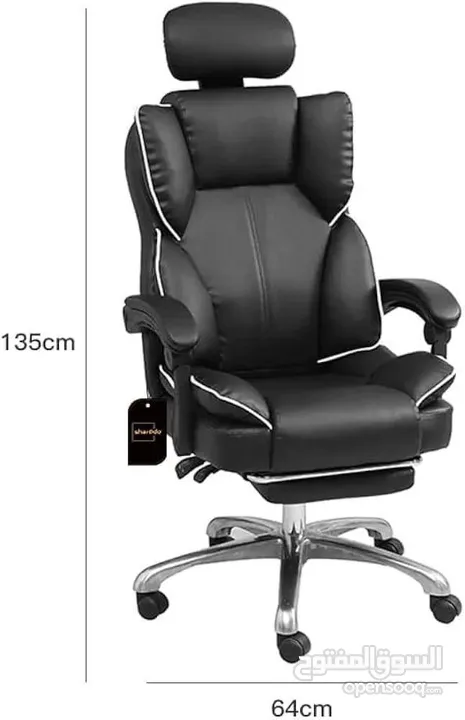 كرسي المكتب التنفيذي لون اسود مع جوانب مريحة ومسند للراس والقدين يجمع بين الفخامة، الراحة المطل