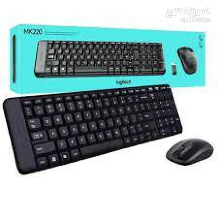 لوحة مفاتيح logitech  وماوس لاسلكي MK220