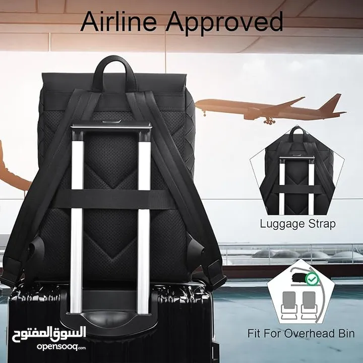 Shock Absorbing Waterproof Laptop Backpack with shoulder strap 15.6” -Black حقيبة شنتة لابتوب