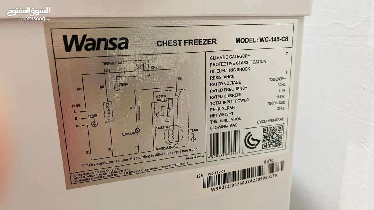 Wansa chest freezer 26kg never been repair used but not abuse and so clean