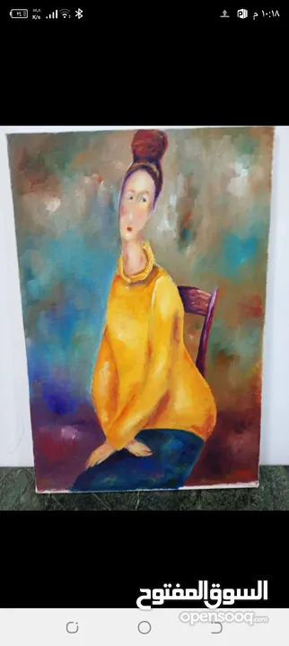 لوحات  رسم زيتي.. وتطريز