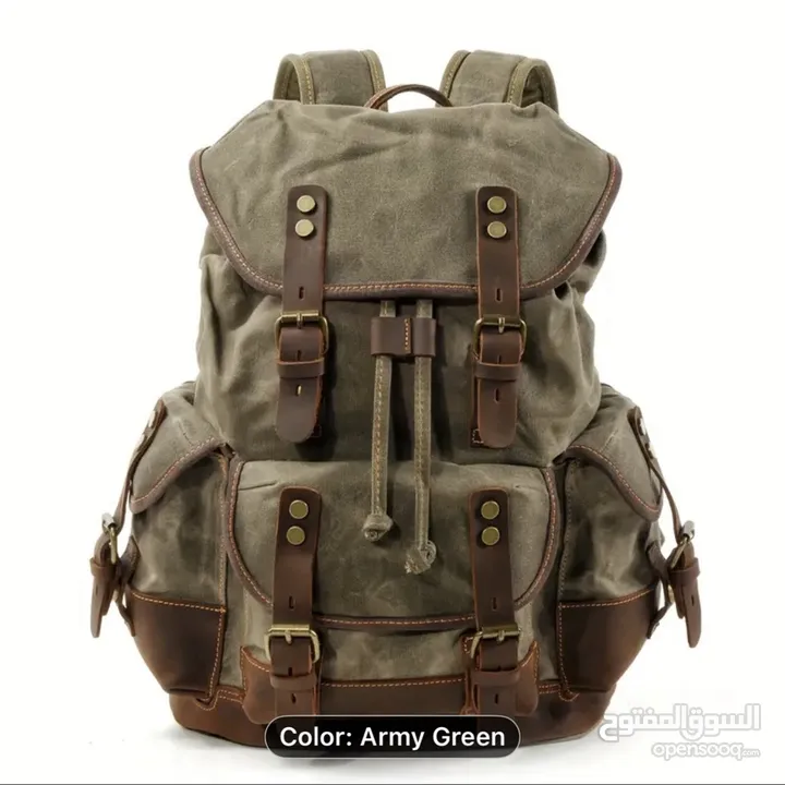 Vintage-Inspired Brown Leather Backpack with Zipper Closure - Durable Canvas,