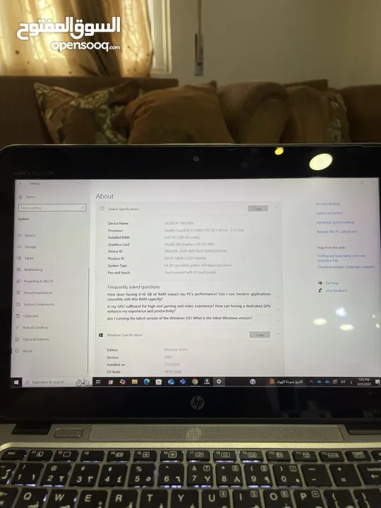 لابتوب HP شاشة لمس  i5  RAM 8GB  بحالة ممتازة