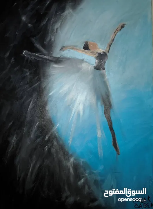 لوحة راقصة بالي  حين ترقص الروح بين العتمة والنور  When the Soul Dances Between Darkness and Light”