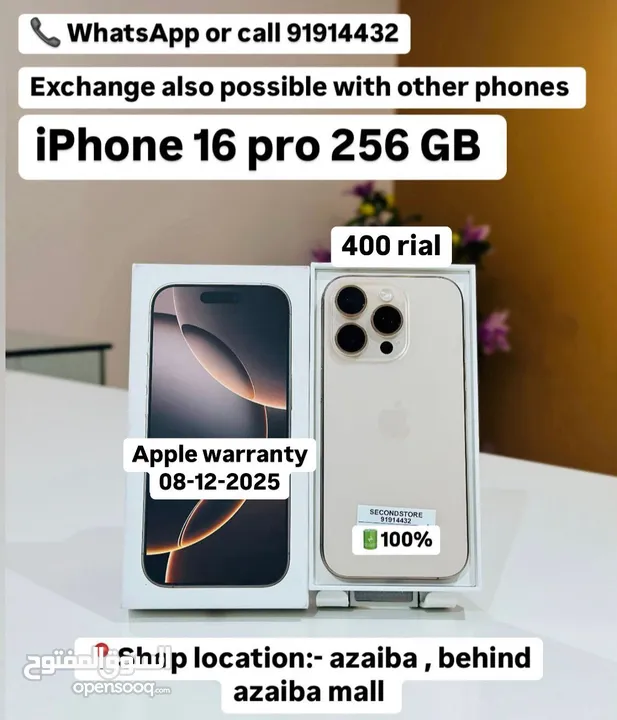 iPhone 16 Pro 256 GB Warranty Piece available - All smooth working