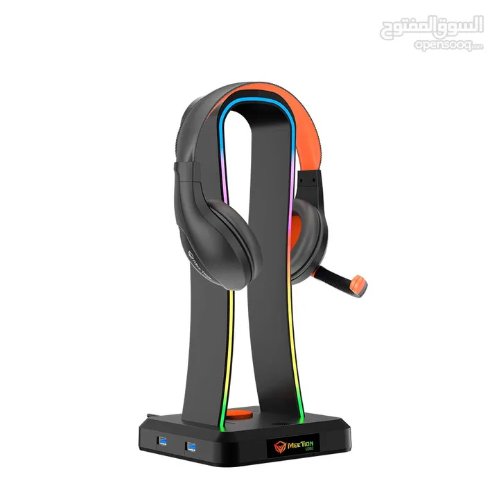 Meetion U002 RGB Stand For Gaming Headset حامل قاعدة سماعات مضاءة مع مداخل