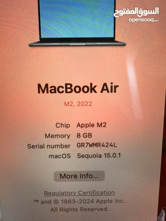 MacBook M2 2022 8 GB في حال الوكالة