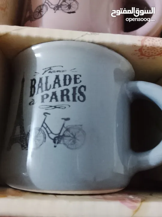 6فناجين قهوة ترند السنة فخمة أنيقة مرتبة ماركة BALADE PARIS بستة ألوان  ازرق اصفر برتقالي سكني اخضر