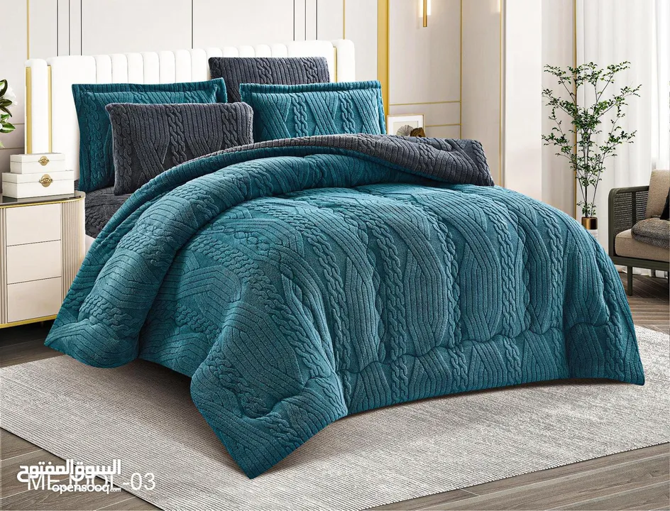 مجموعة Majdol بالنقشة الجديدة والوزن الثقيل 6500 غم  مجوز 6 قطع مزوج يستخدم عالوجهين كل وجه لون مثل