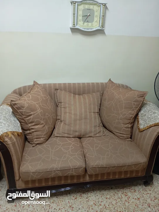 طقم كنب 7 مقاعد خشب زان مستعمل شبه جديد