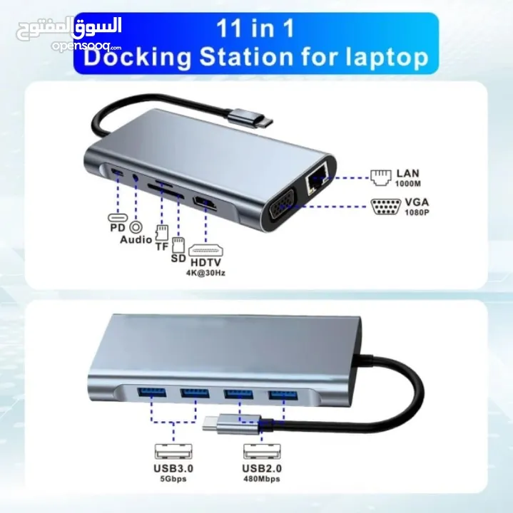 HAING HI-3023-TMA 11 in 1 Type-c To Multifunctional Adapter وصلة متعددة الاستخدام