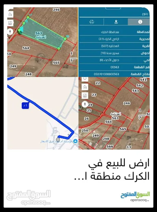 ارض للبيع في مدينه الكرك العدنانيه سدور محنا مستطيلة الشكل تصلح مزرعه للاتصال مع المالك مباشره على ر