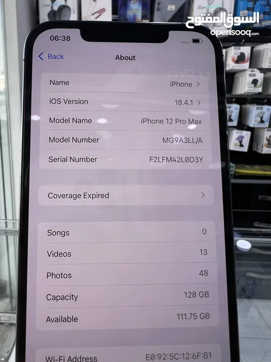 iPhone 12 Pro Max (128 GB) ايفون 12 برو  ماكس مستعمل بحالة ممتازة غير مفتوح او مصلح نهائيا كفالة محل