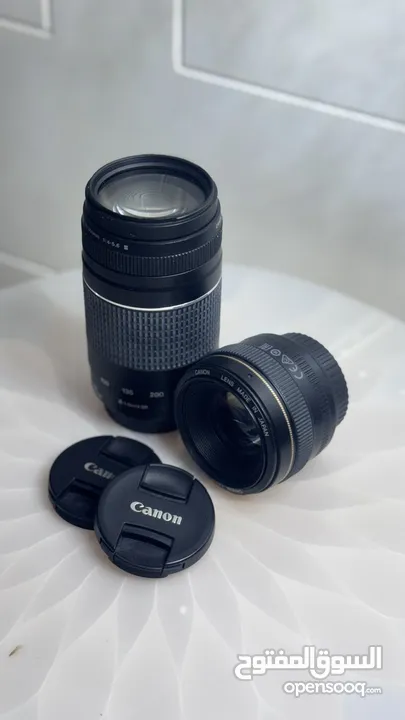 عدسة كانون 50mm f1.4 &  عدسة كانون 75/300