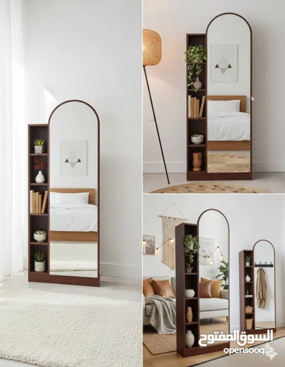 مرآة أرضية فاخرة مع رفوف جانبية – قطعة ديكور تخطّف الأنظار حوّلي أي زاوية في بيتك لمساحة أني