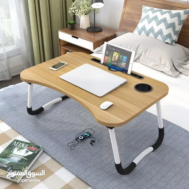 طاولة استخدام لابتوب و ايباد تابلت او موبايل او دراسه و رسم  او تناول الطعام بالسرير قواعد معدنيه