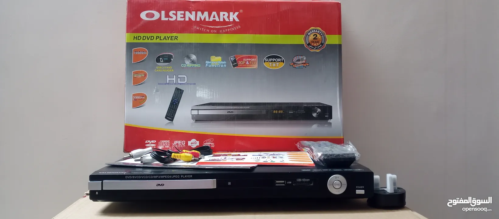 مشغل دي في دي DVD حديث نوع Olsenmark شاشة تحكم ريموت مخارج HDML MP3  و USB