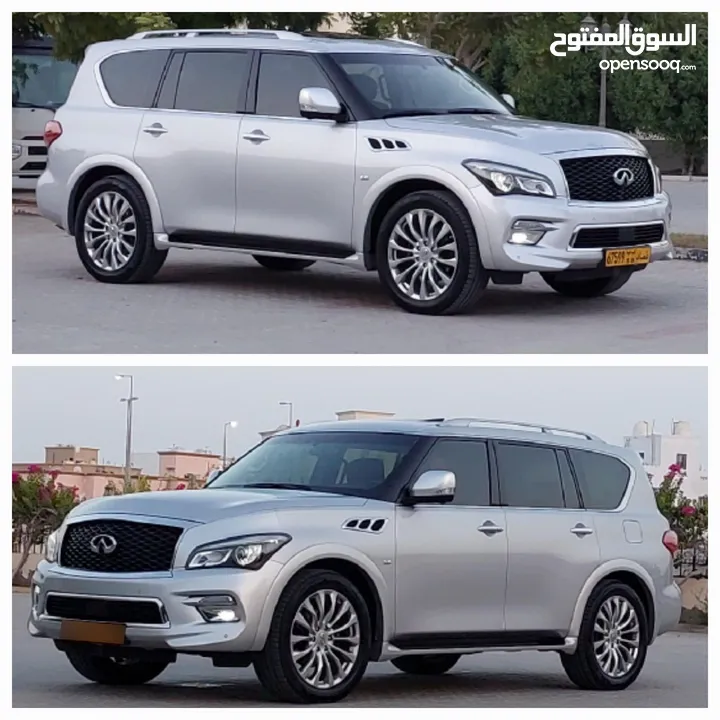 إنفينتي QX80 خليجية بدون حوادث ولاصبغ نهائيا شبه جديدة مسرفس بالكامل اطارات بيريللي جديدة...