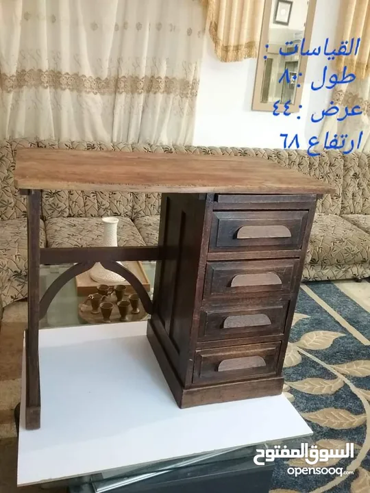 انتيك - مكتب خشب بلوط صناعه يدويه بالكامل قبل المكن والبراغي 1890 الي 1910 4 ادراج