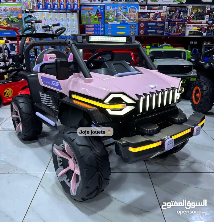 VOITURE BIG JEEP LED ELECTRIQUE 12V 4عرض خاااااا Batterie 12V.5 Moteurs