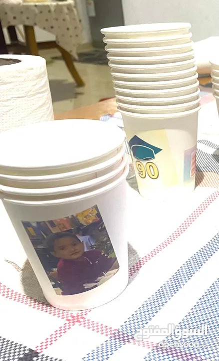 كاسات كرتون 7 Oz 9,,,  Oz ، طباعة خاصة بحد أدنى 500 للمكاتب والمشاريع الصغيرة