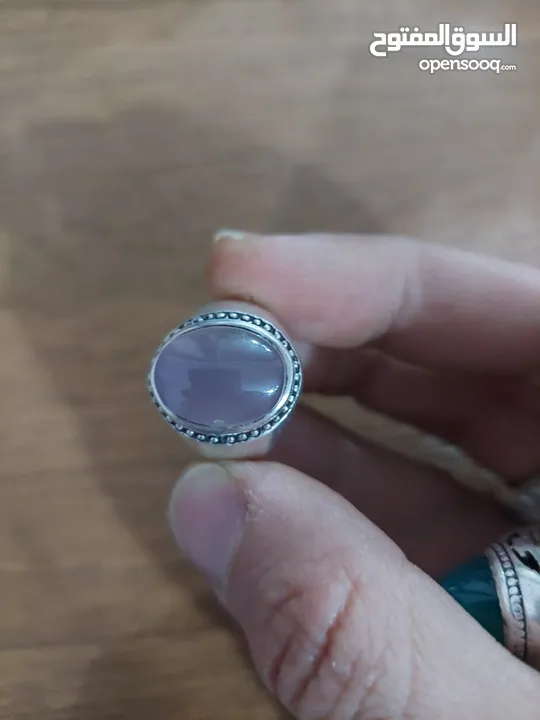 خاتم فضه زند عريض حجر جيميشت بلونين نهدي وأسود ختم 925 وختم الصايغ                           ..