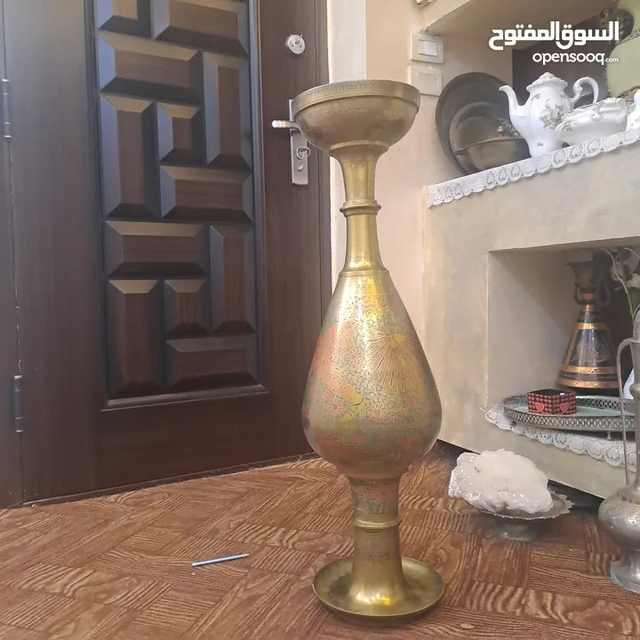مزهرية نحاس نقش يدوي ارتفاع 120سم مميزه لاصحاب الذوقالرفيع